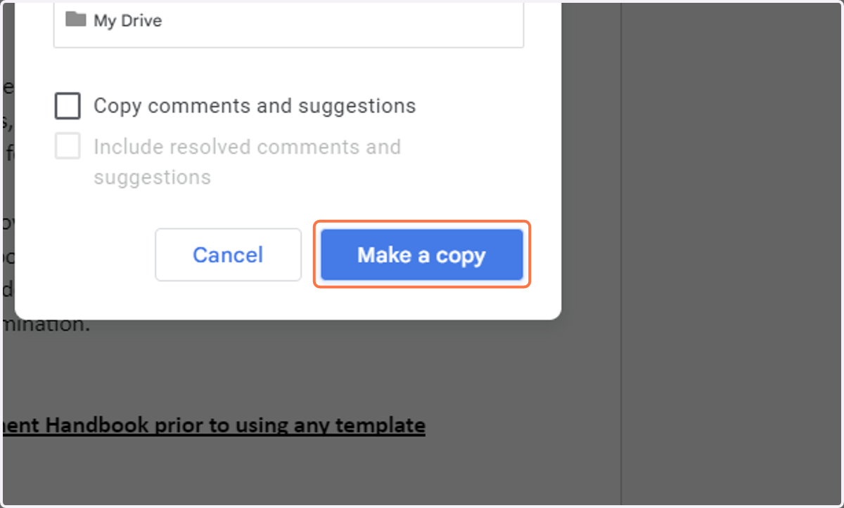 Click on Make a copy