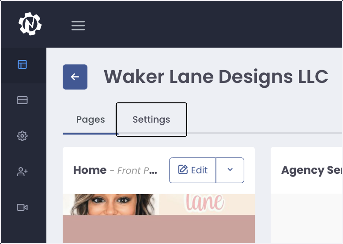 Click on Settings Tab