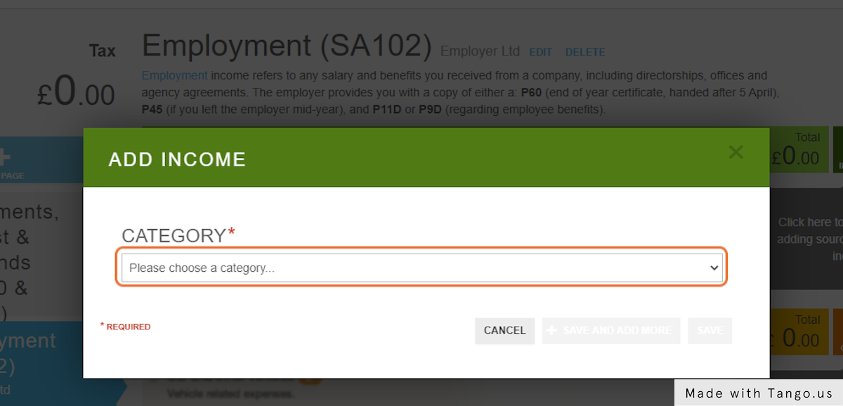 Click on Salary (P60) or relevant option from CATEGORY dropdown menu