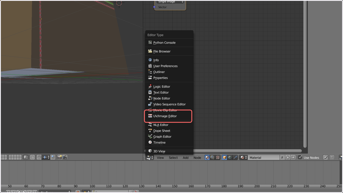 Navigate back to the UV/Image Editor section