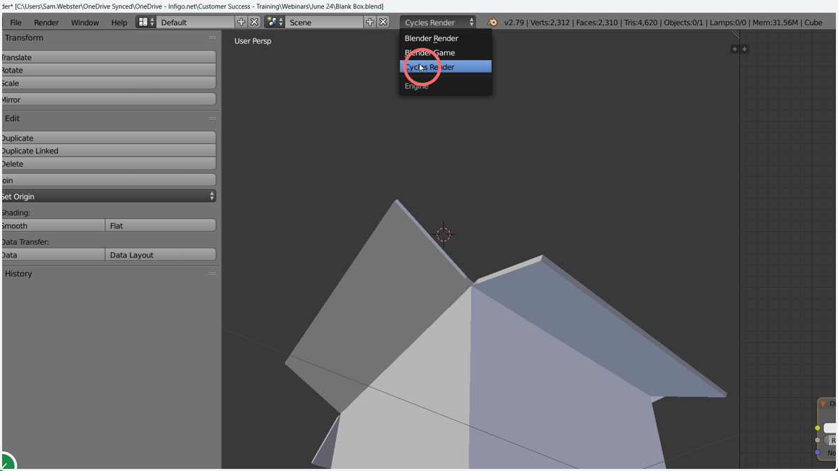 Switch the render mode to Cycles Render