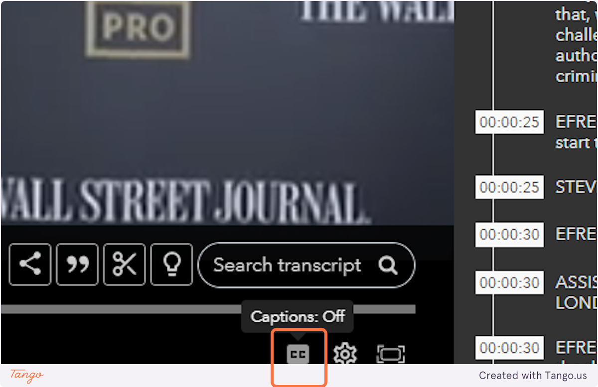 Click on the Closed Captions icon below the video to turn on captions (when available)