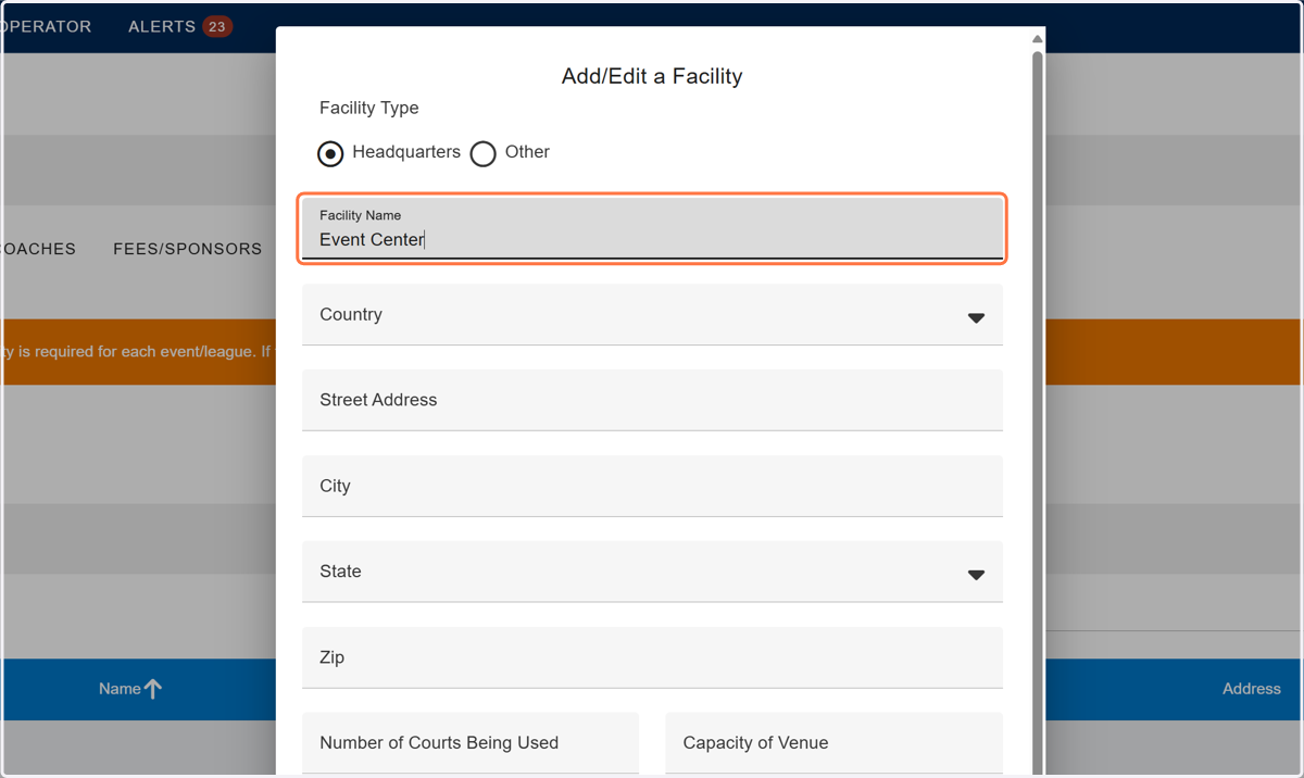 Add the facility information.