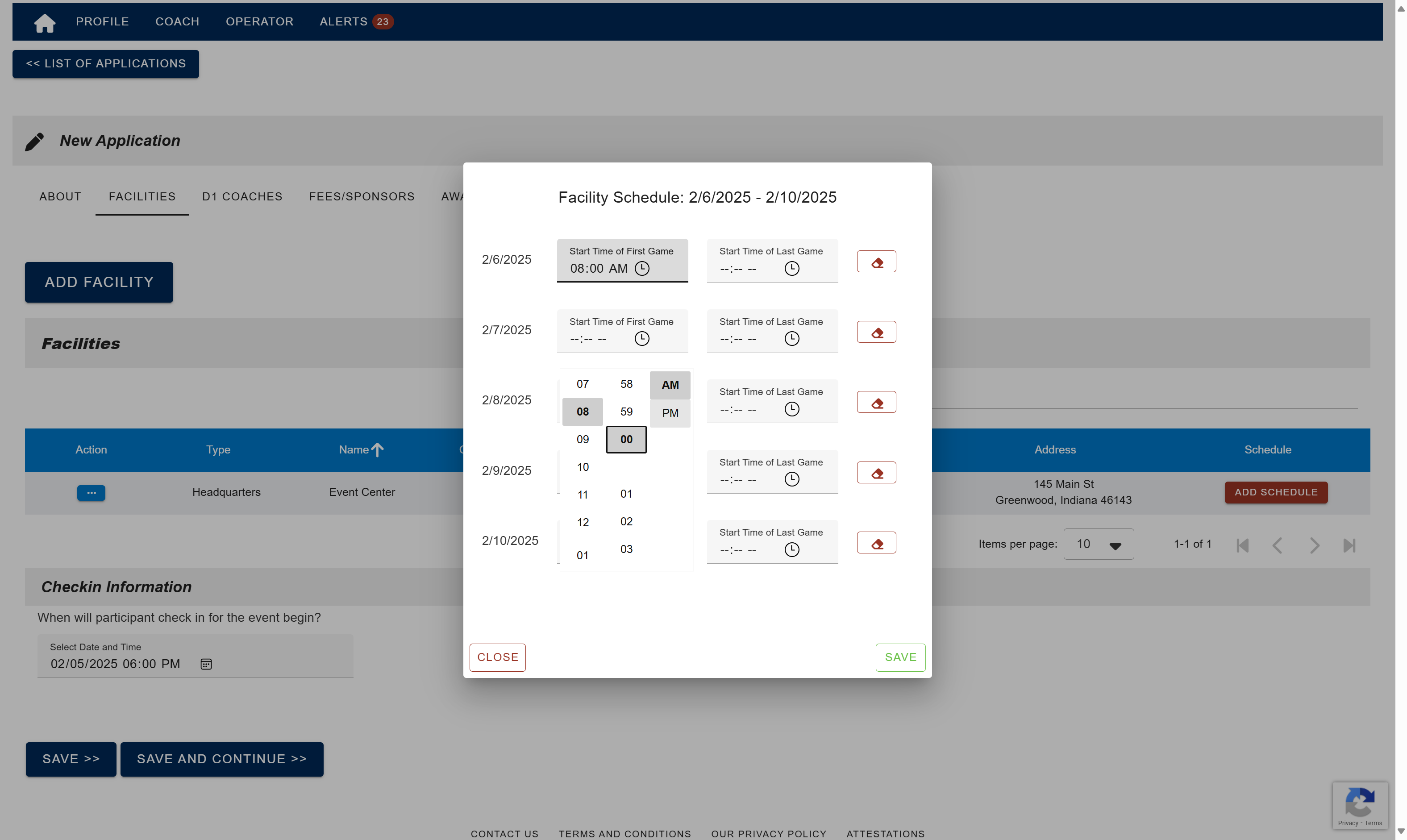 Add the daily schedule information.