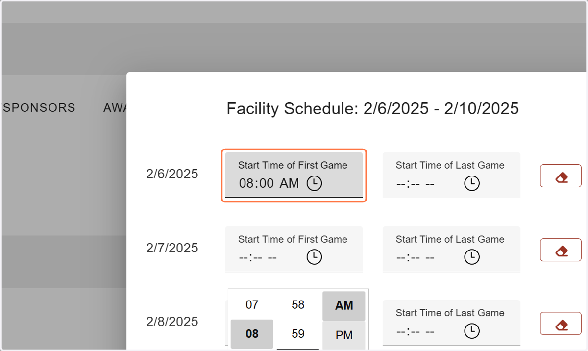 Add the daily schedule information.