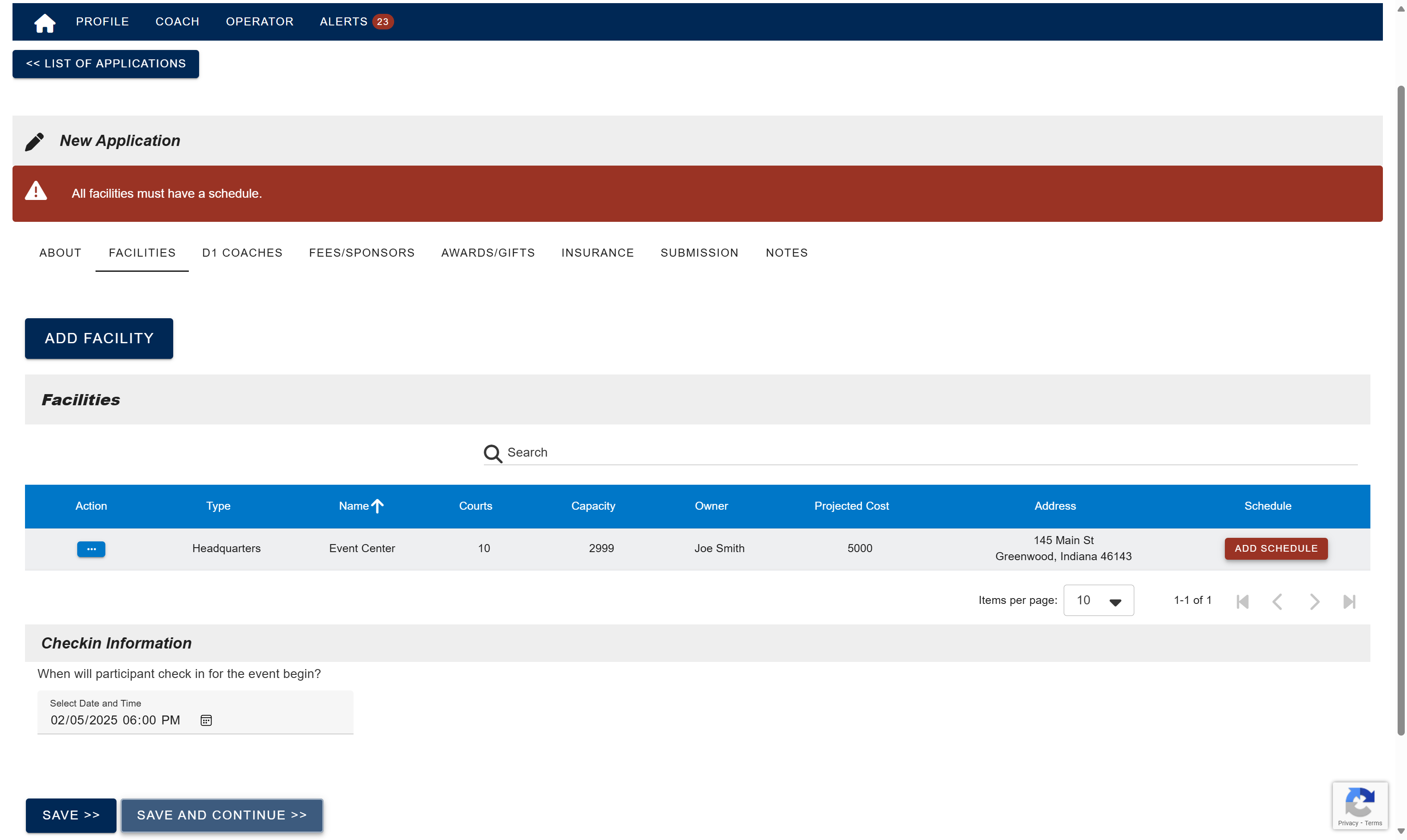 Click ADD SCHEDULE.