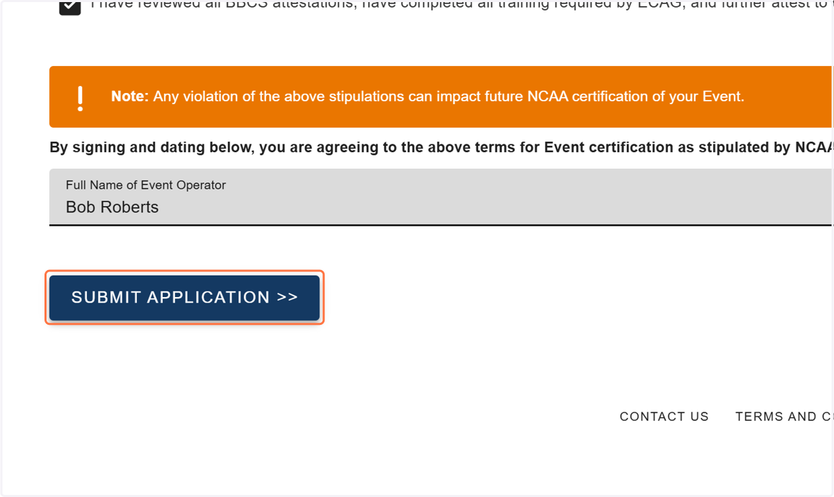 Click SUBMIT APPLICATION >>