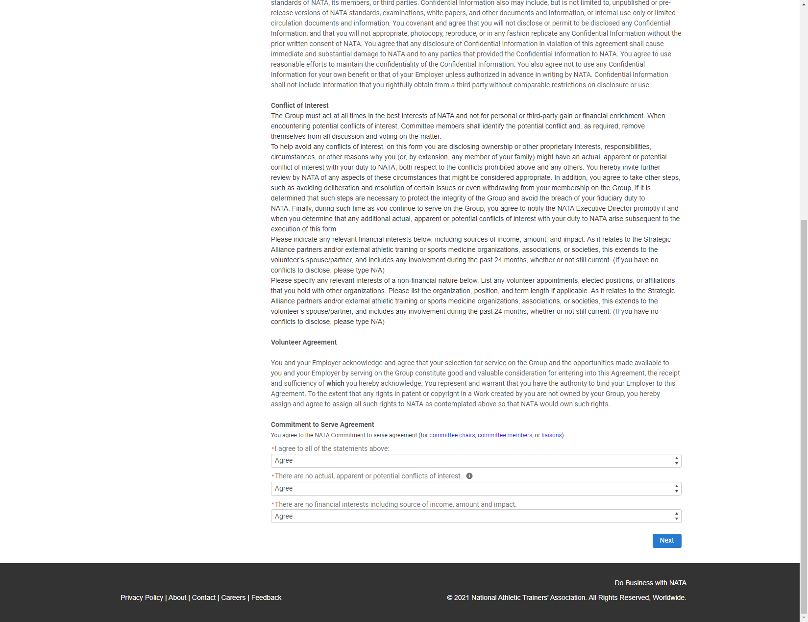 Review the specific COI information via the grey i button.