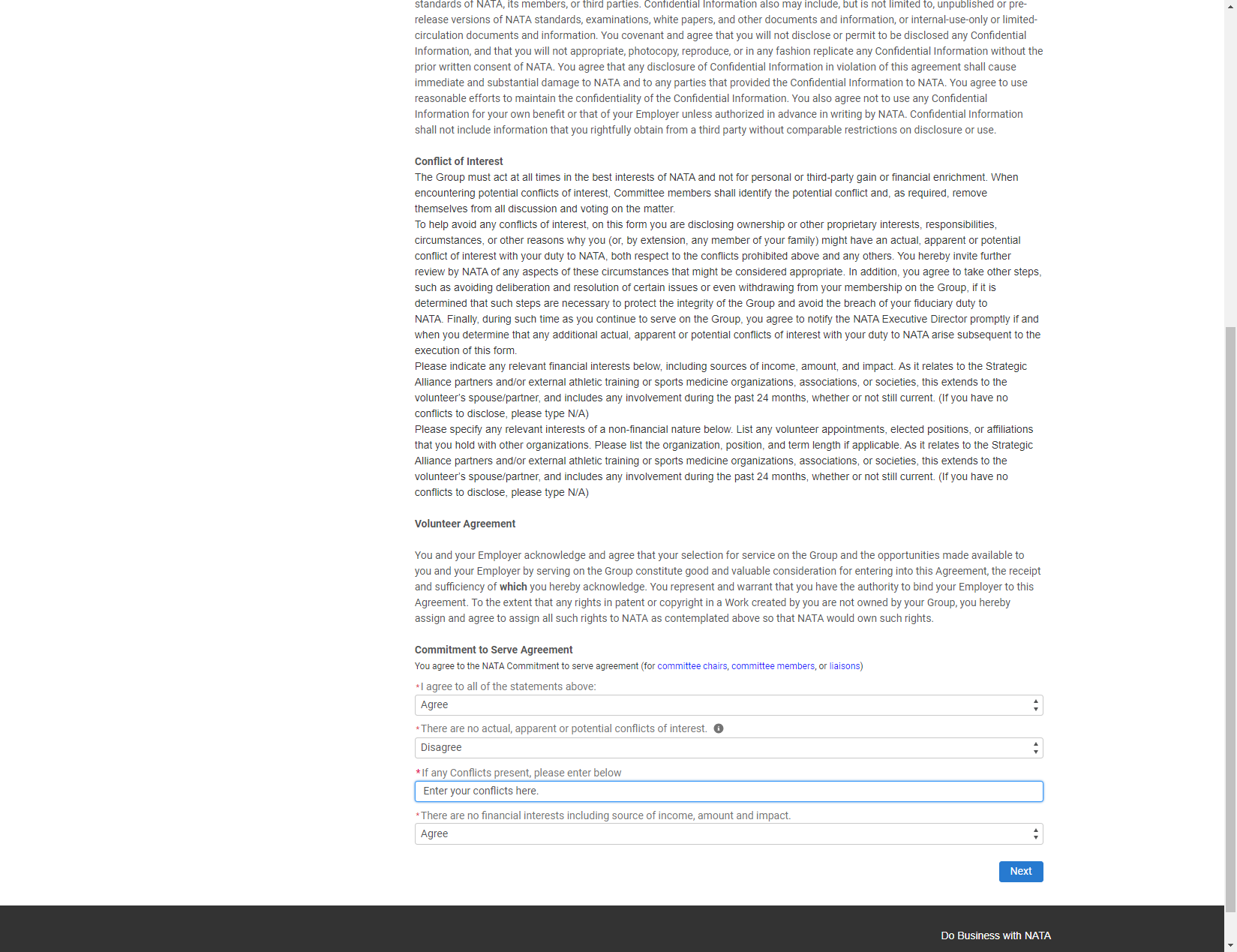 Type in your additional commitments