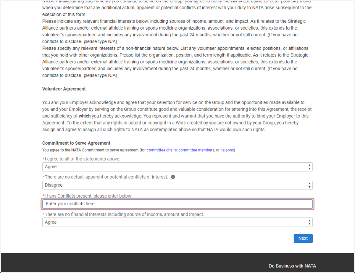 Type in your additional commitments