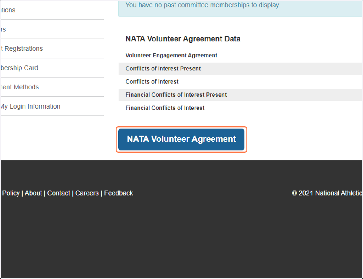 Click on NATA Volunteer Agreement