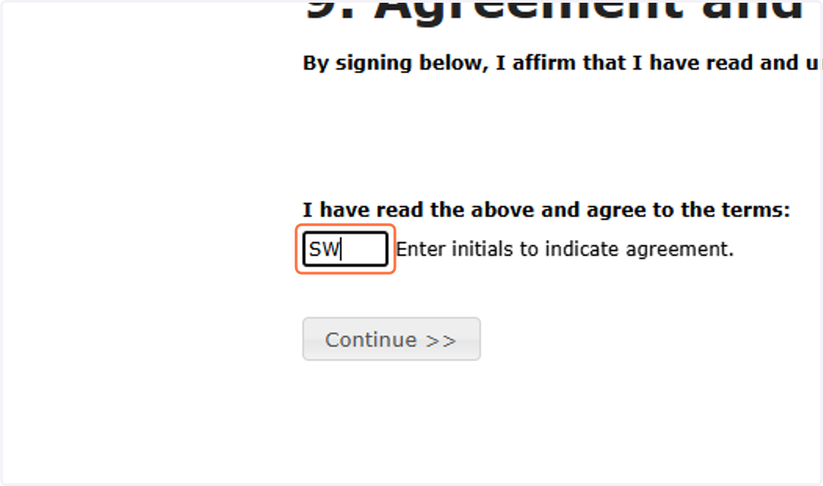 Type your initials to agree to the Membership Agreement