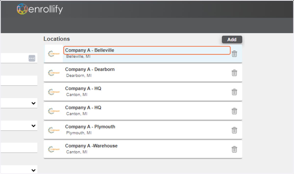 Click on Company Location Name