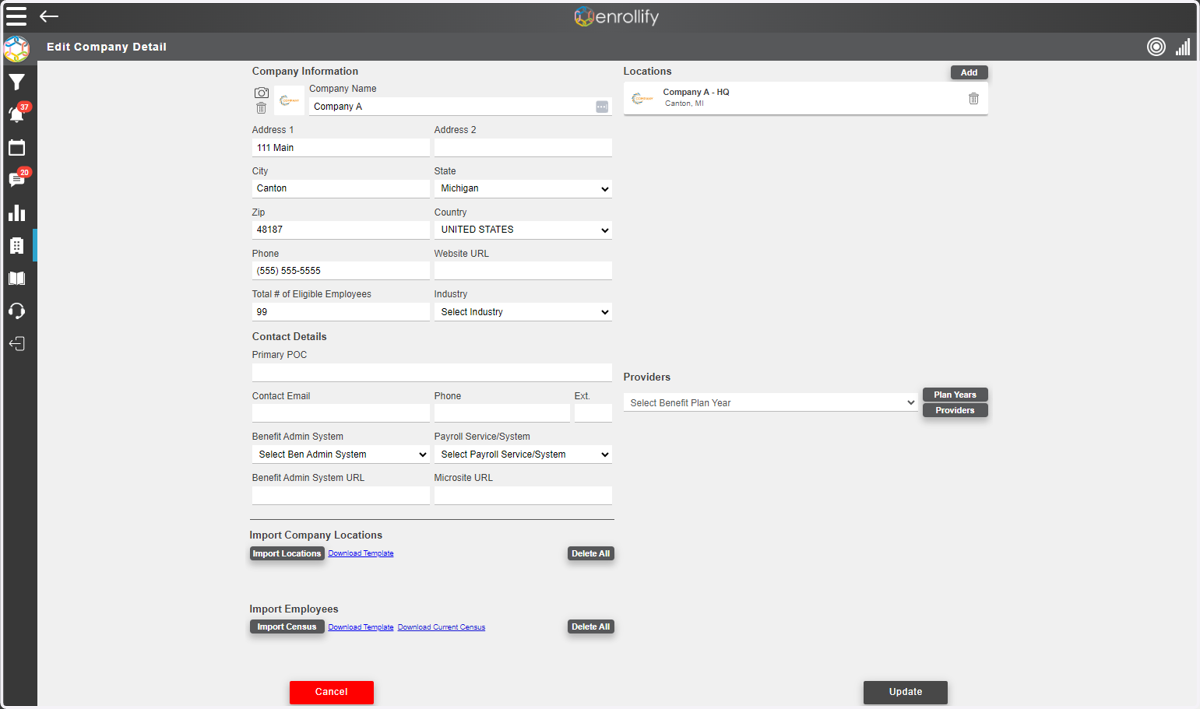 Select Location Census from file upload menu