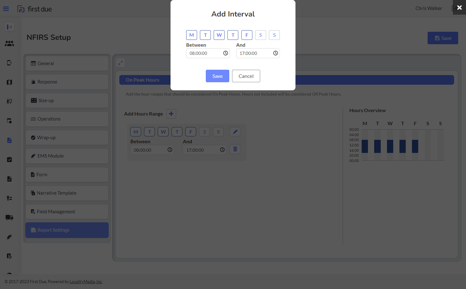 NFIRS Setup - Report Settings