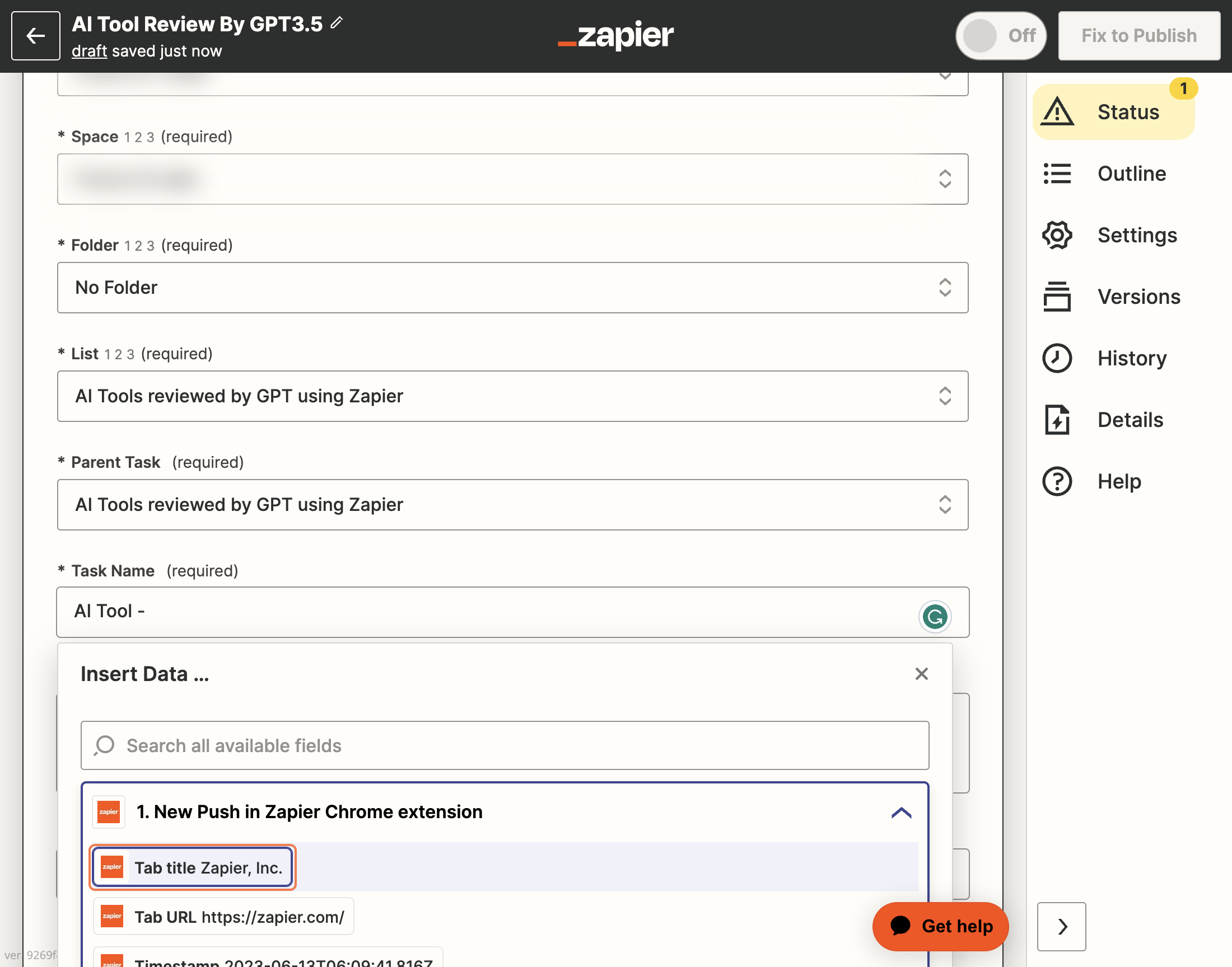 Click on Tab title Zapier, Inc.