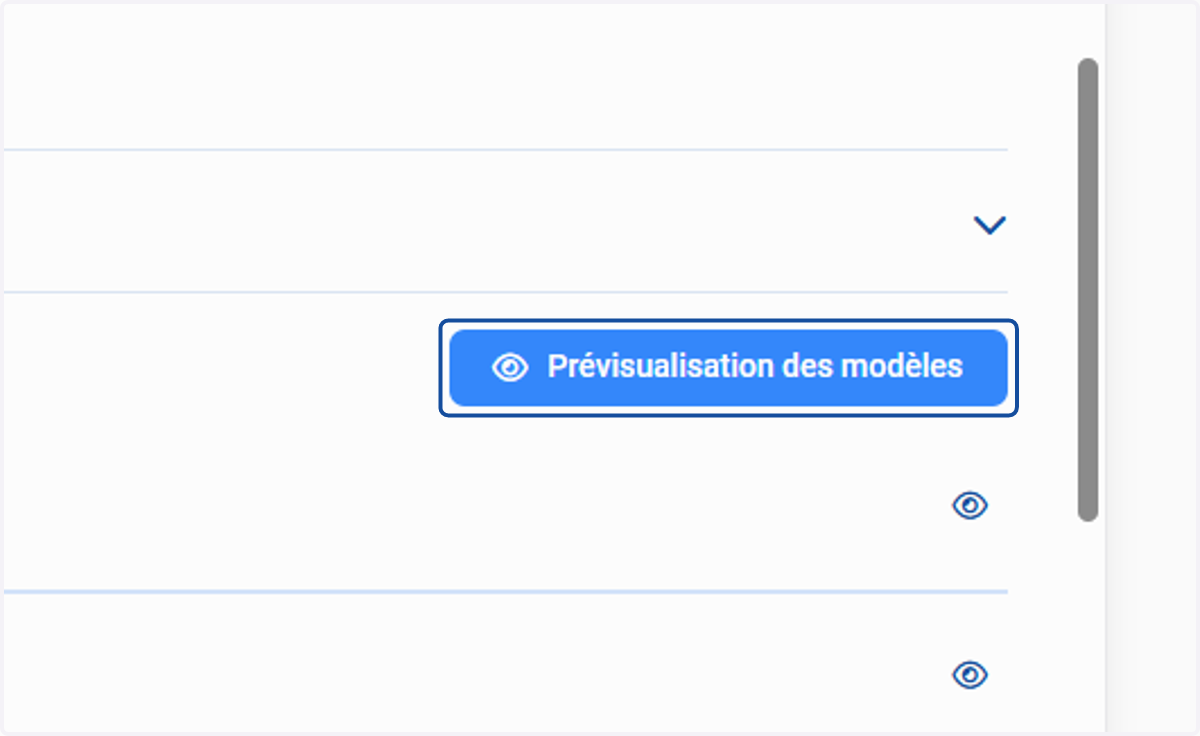 Cliquer sur "Prévisualisation des modèles" pour visualiser les modèles disponibles selon le type d'entretien sélectionné