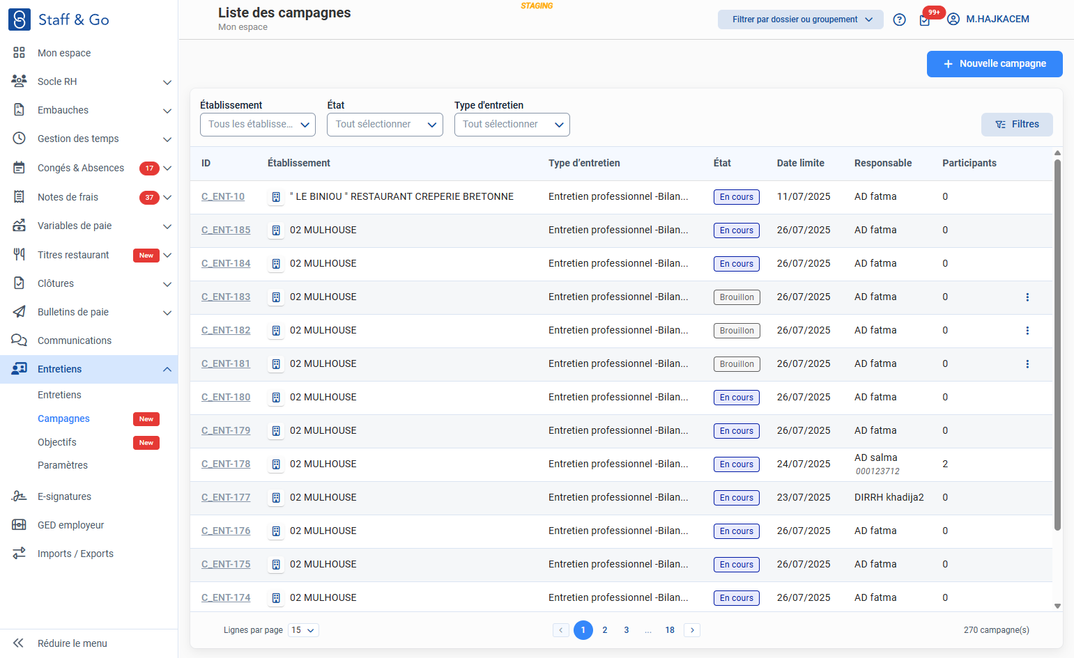 Cliquer sur "Nouvelle campagne"