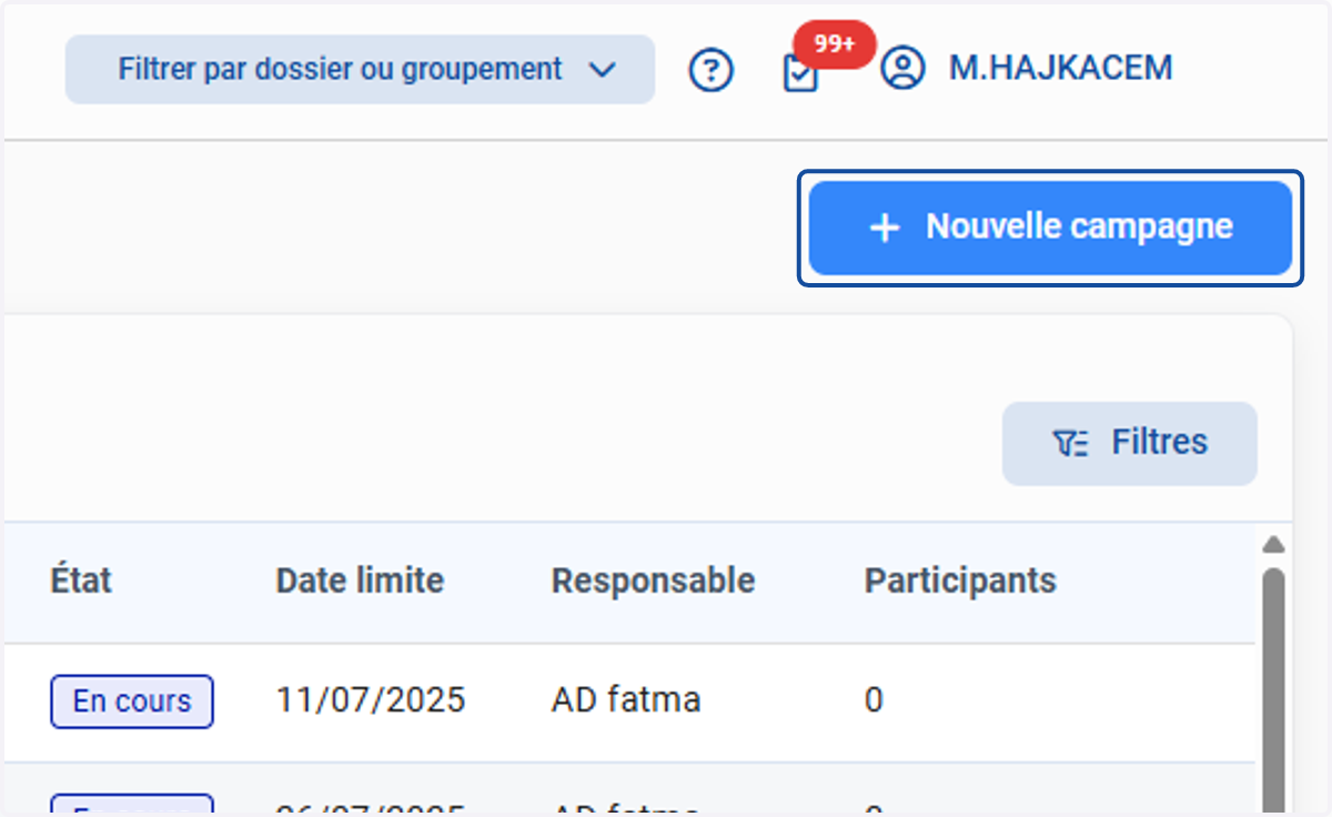 Cliquer sur "Nouvelle campagne"
