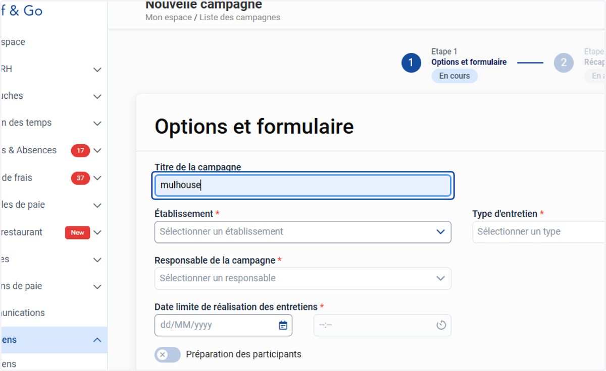 Renseigner le titre de la campagne