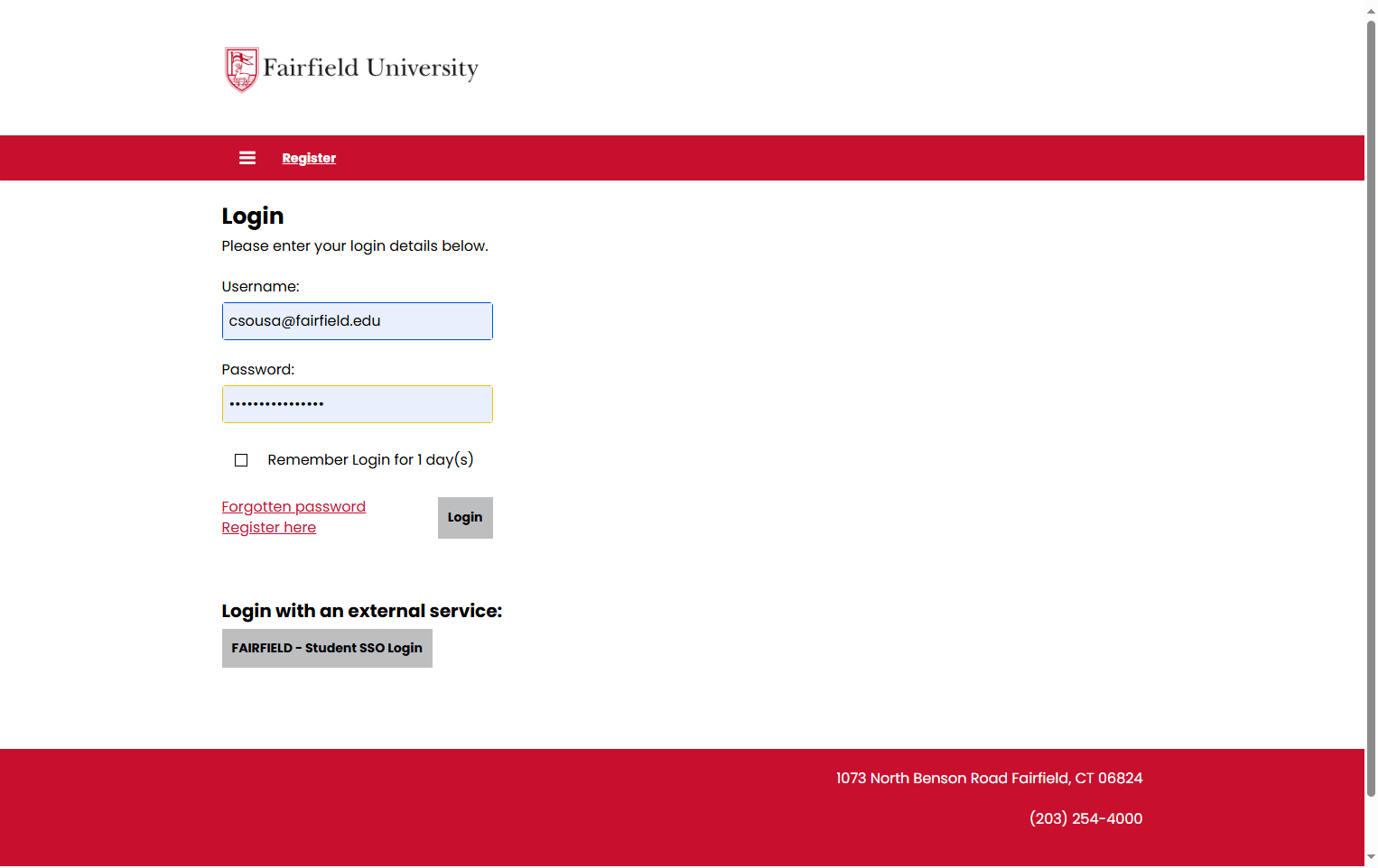 Click on FAIRFIELD - Student SSO Login