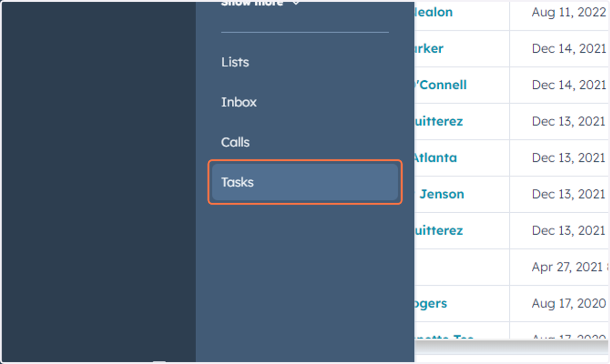 Click on Tasks