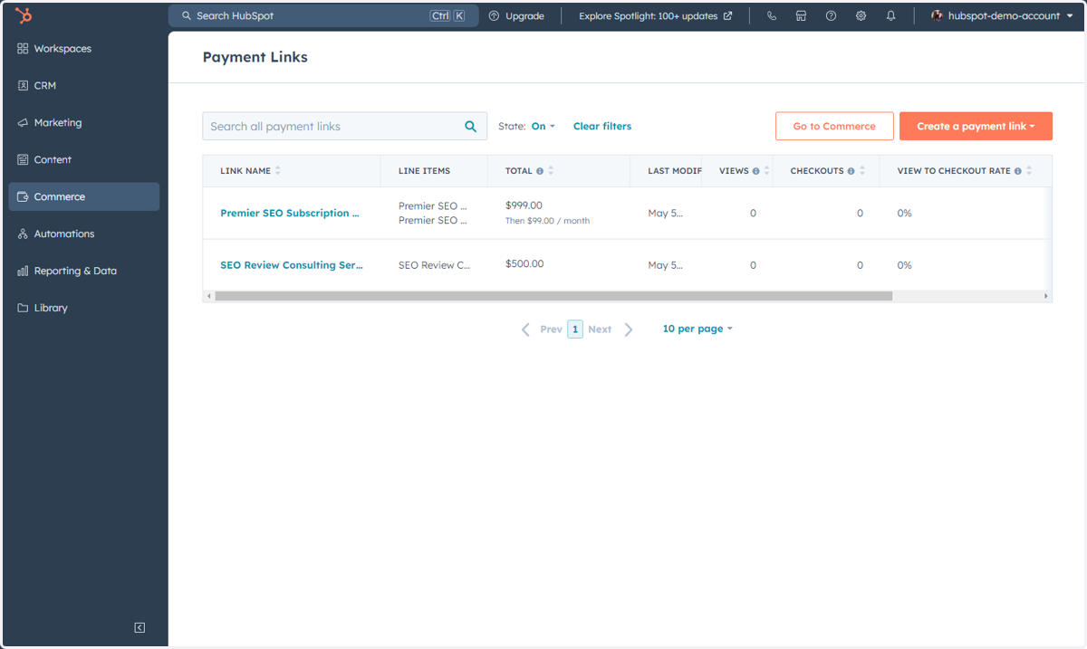 This is where you can access, manage and create Payment Links