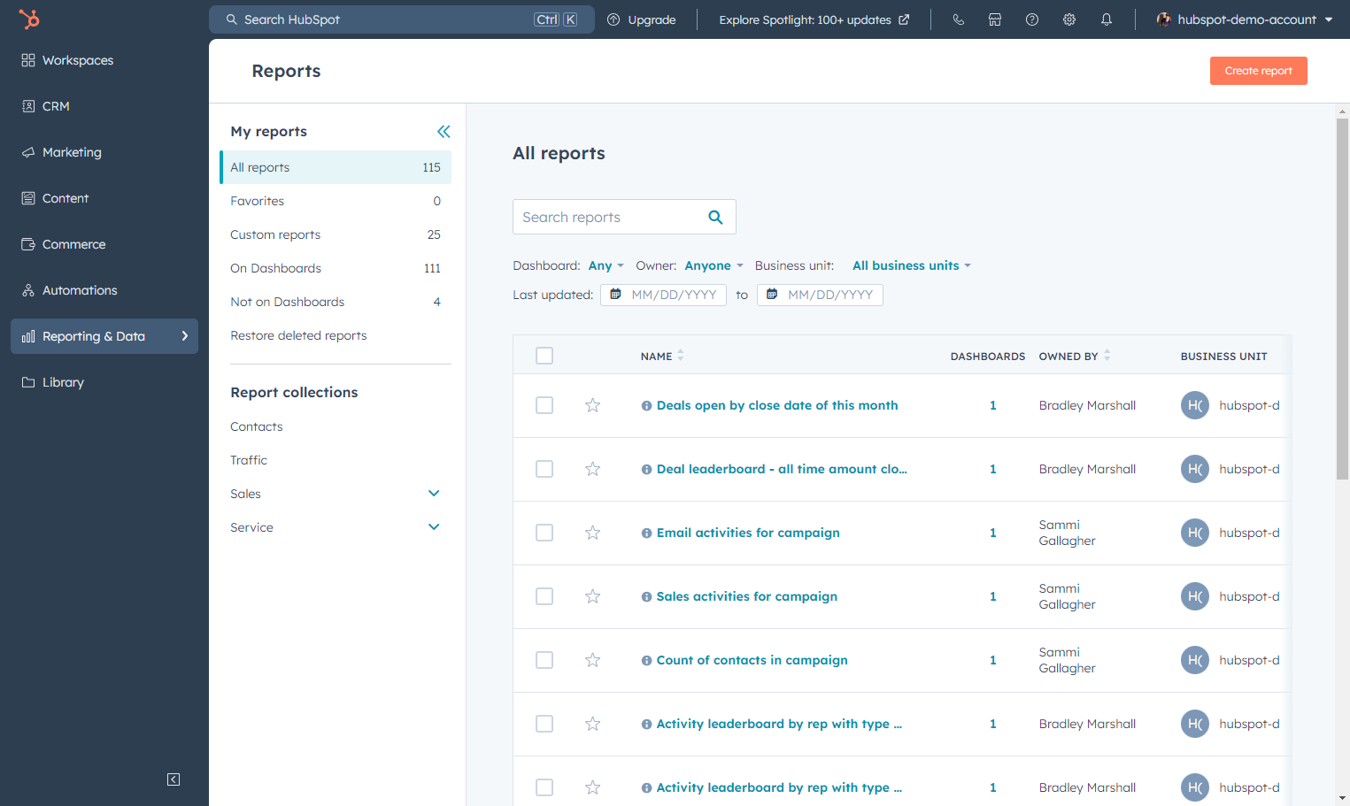 Click on Reporting & Data