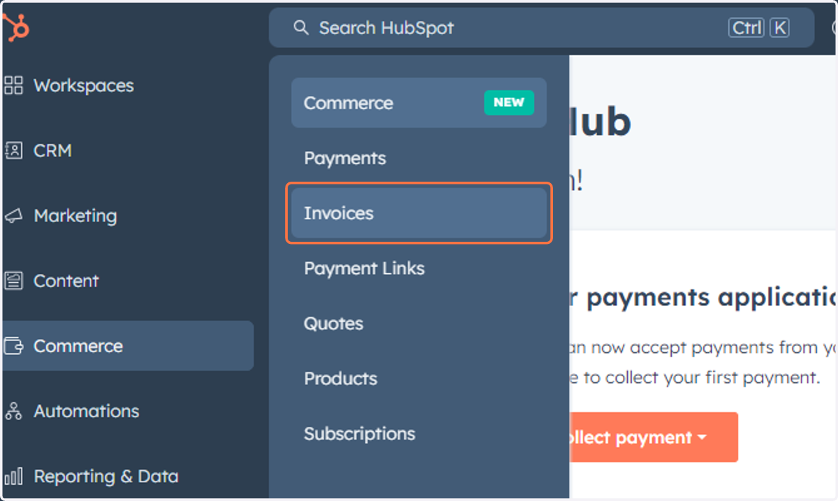 Click on Invoices