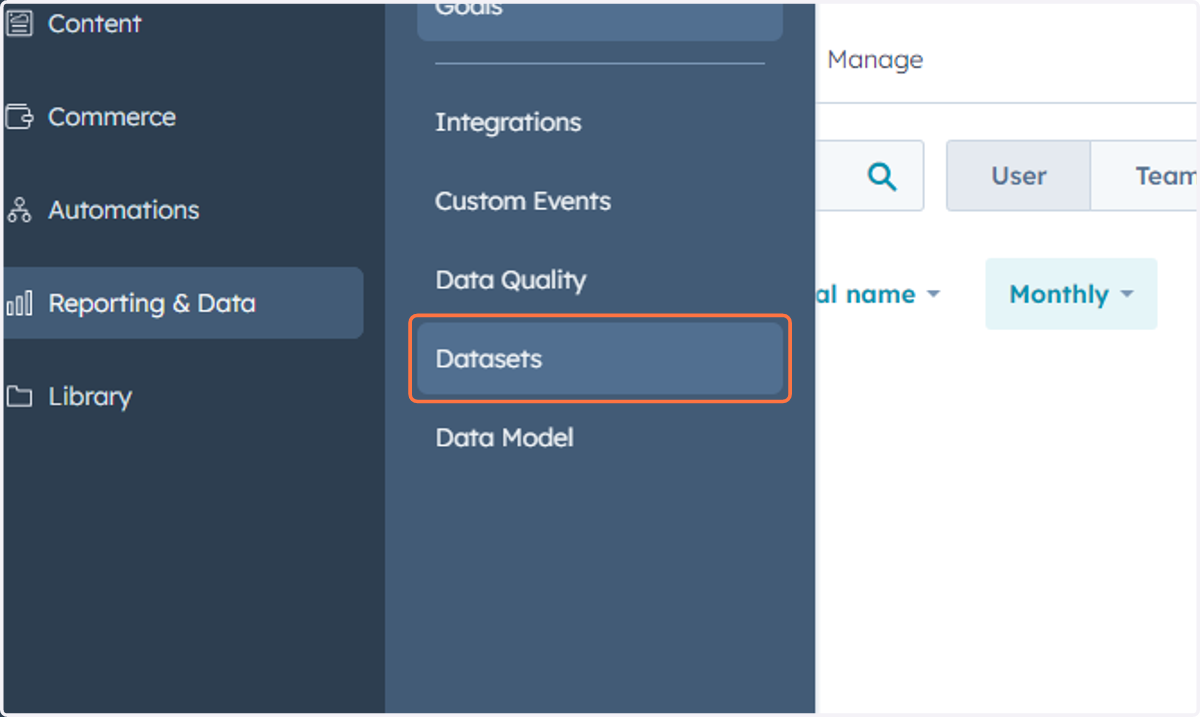 Click on Datasets