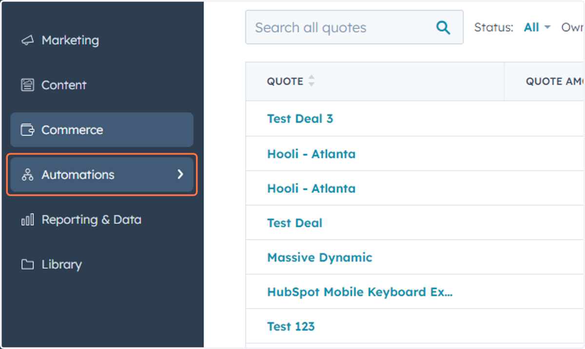Click on Automations