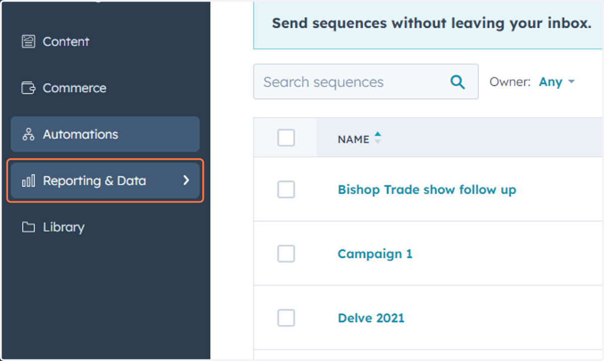 Click on Reporting & Data