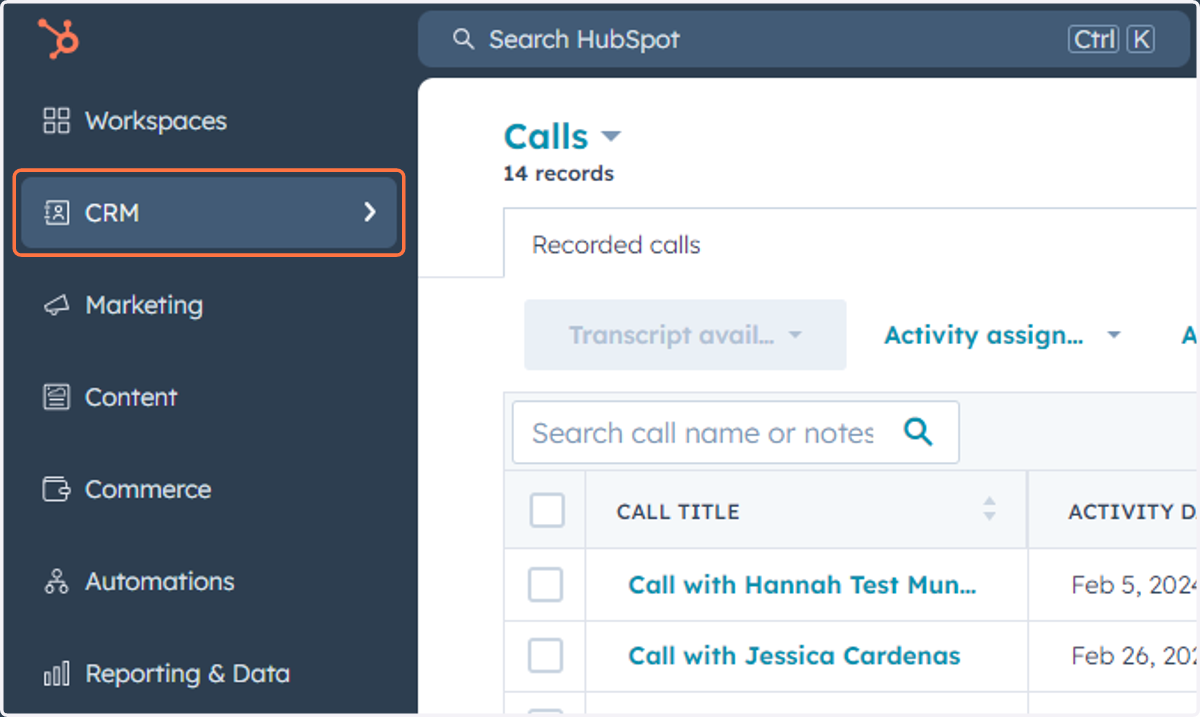Click on CRM