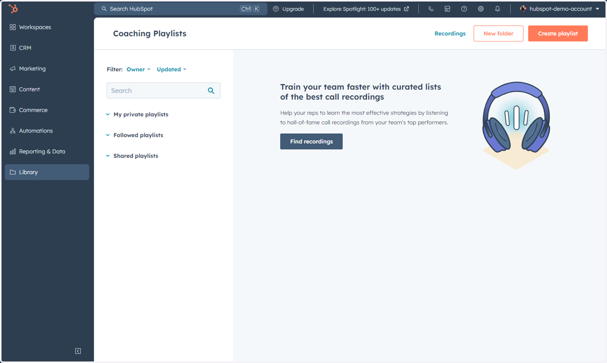 This is where you can access, manage and create playlists for coaching