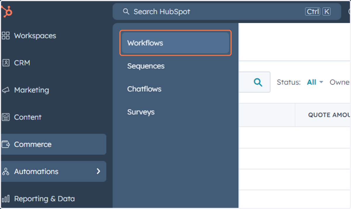 Click on Workflows