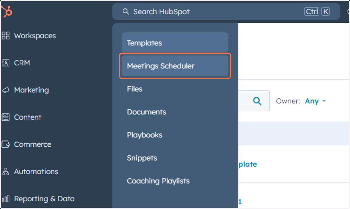 Click on Meetings Scheduler