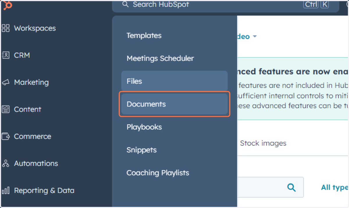 Click on Documents
