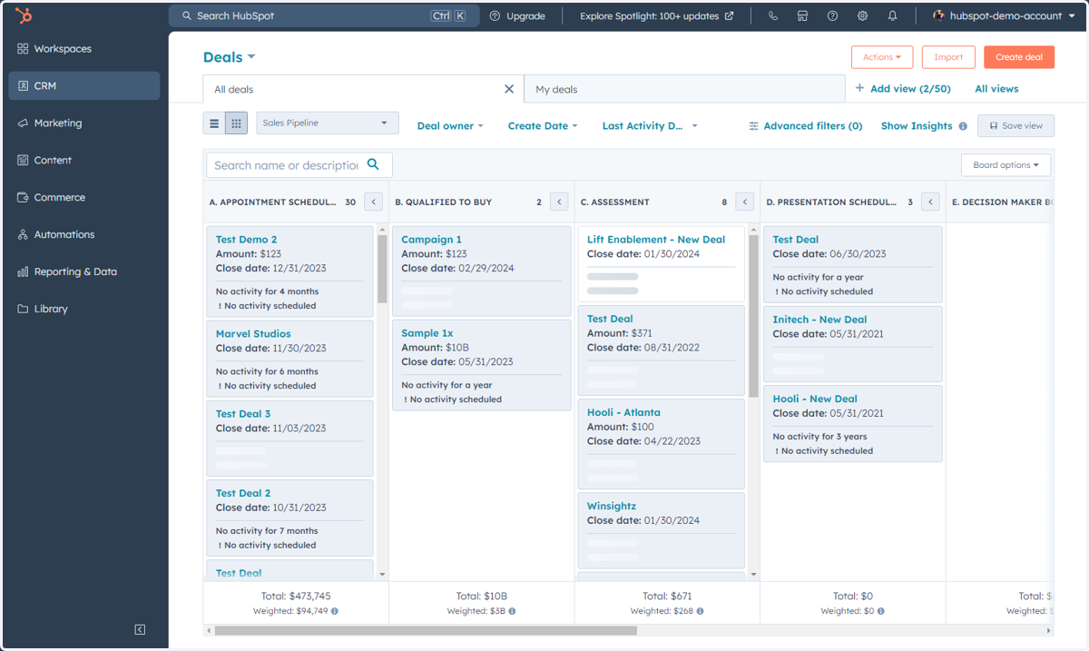 This is where you can access, manage and create Deals in your database
