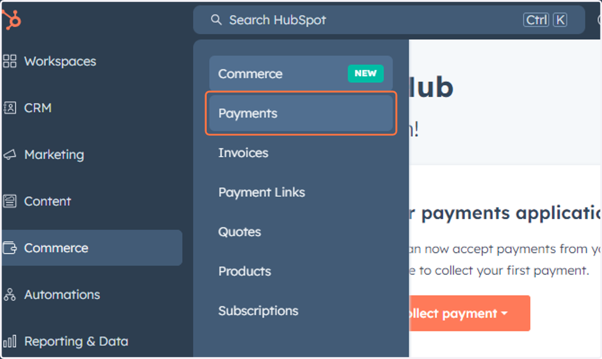 Click on Payments