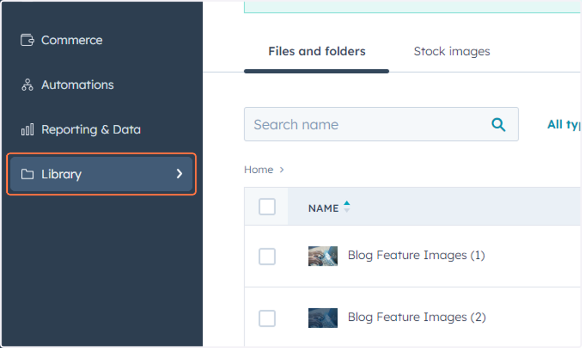 Click on Library