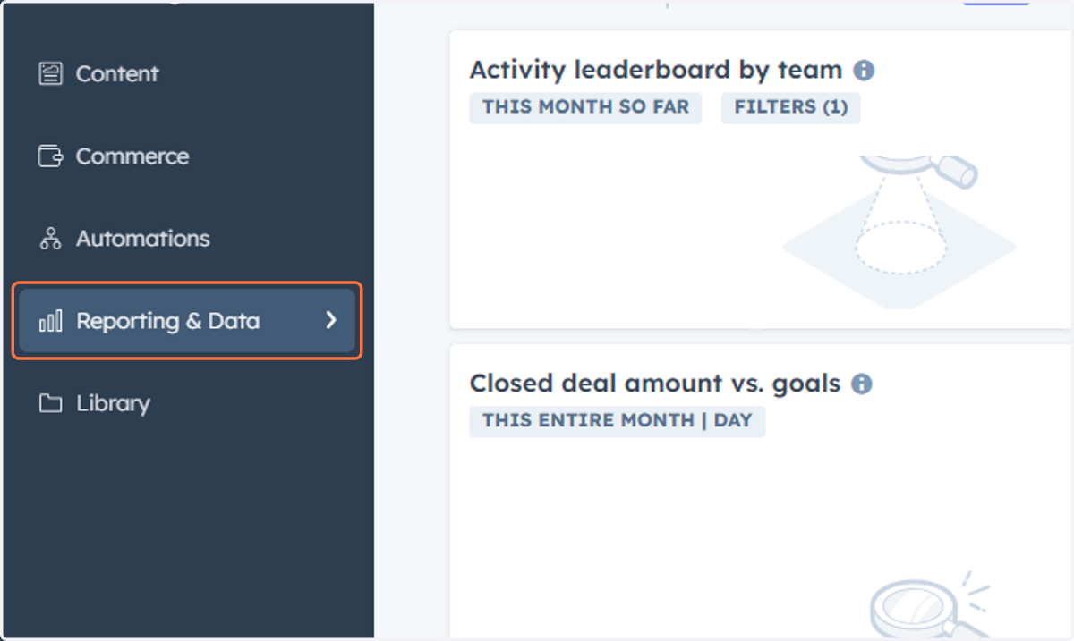 Click on Reporting & Data