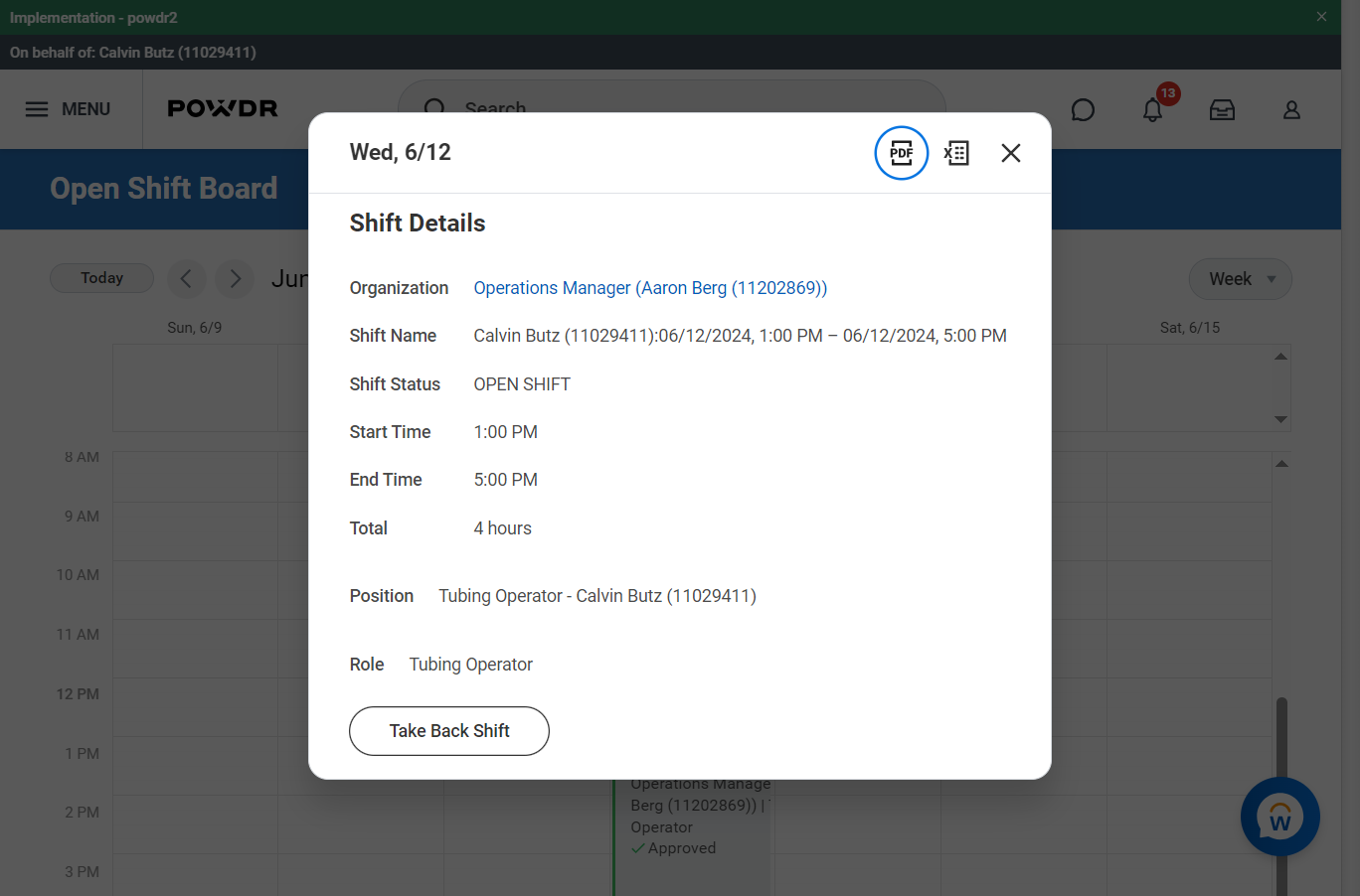 Click on Shift Details…