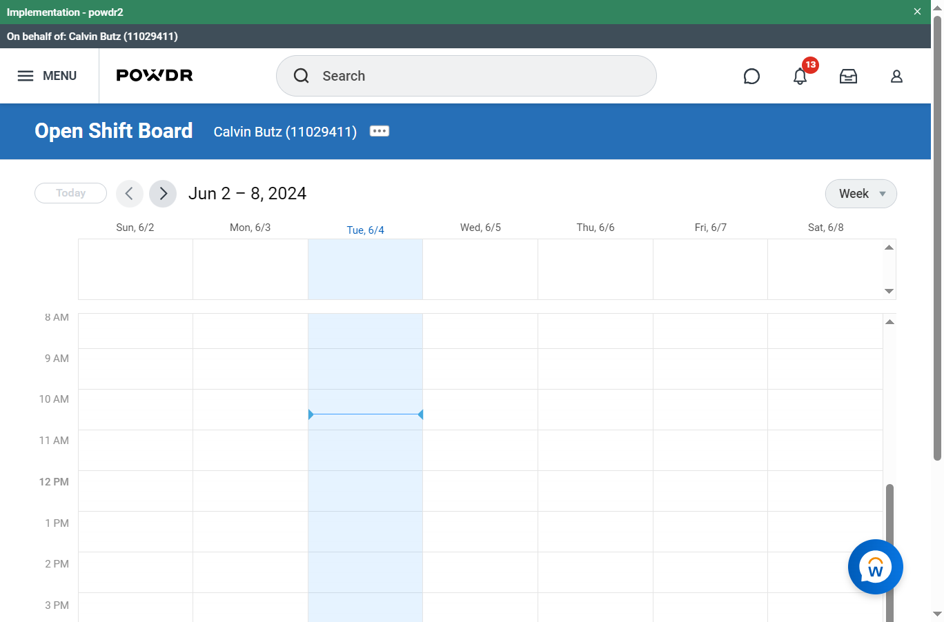 Click "Schedule" to view available shifts. You can navigate through weeks to see different shifts.