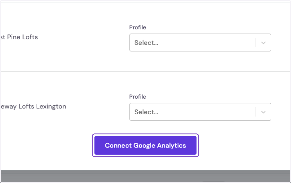 Once you've completed your setup, click on Connect Google Analytics