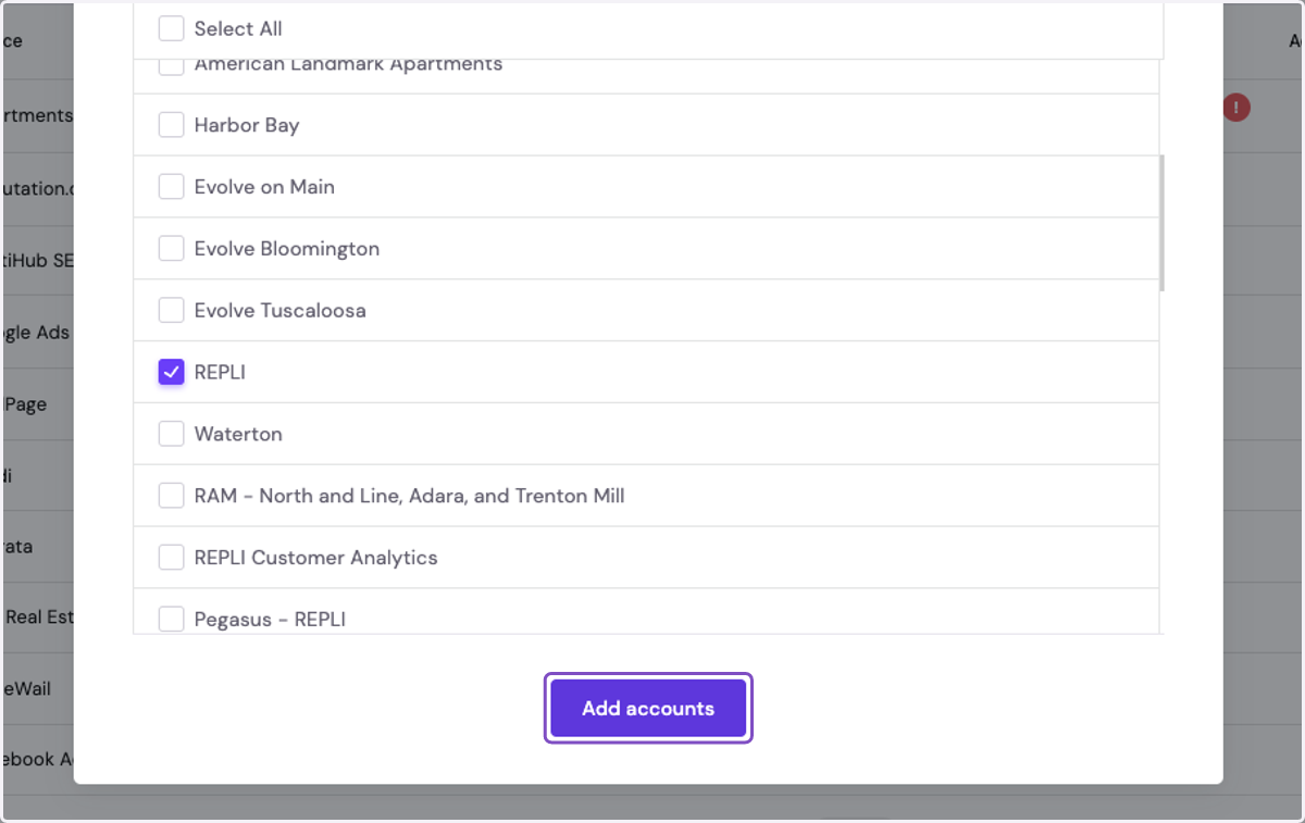 Click on Add accounts