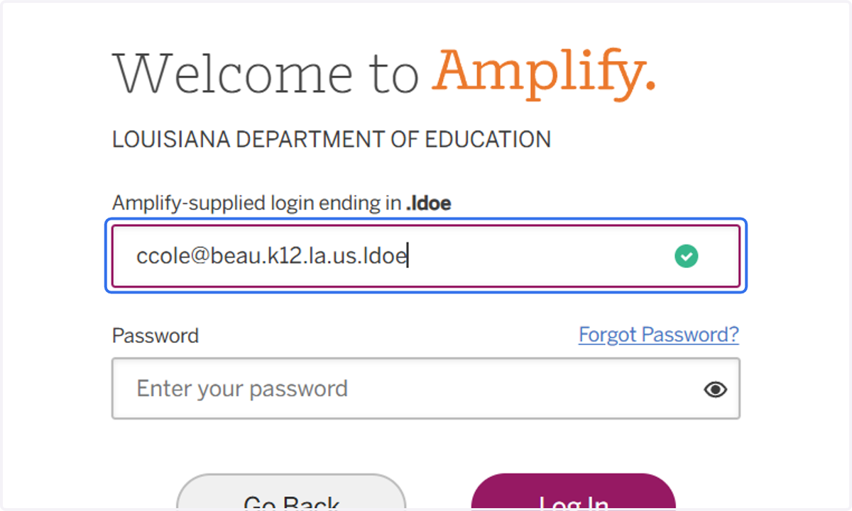 Input your login credentials (remember that your user name must end in ".ldoe").