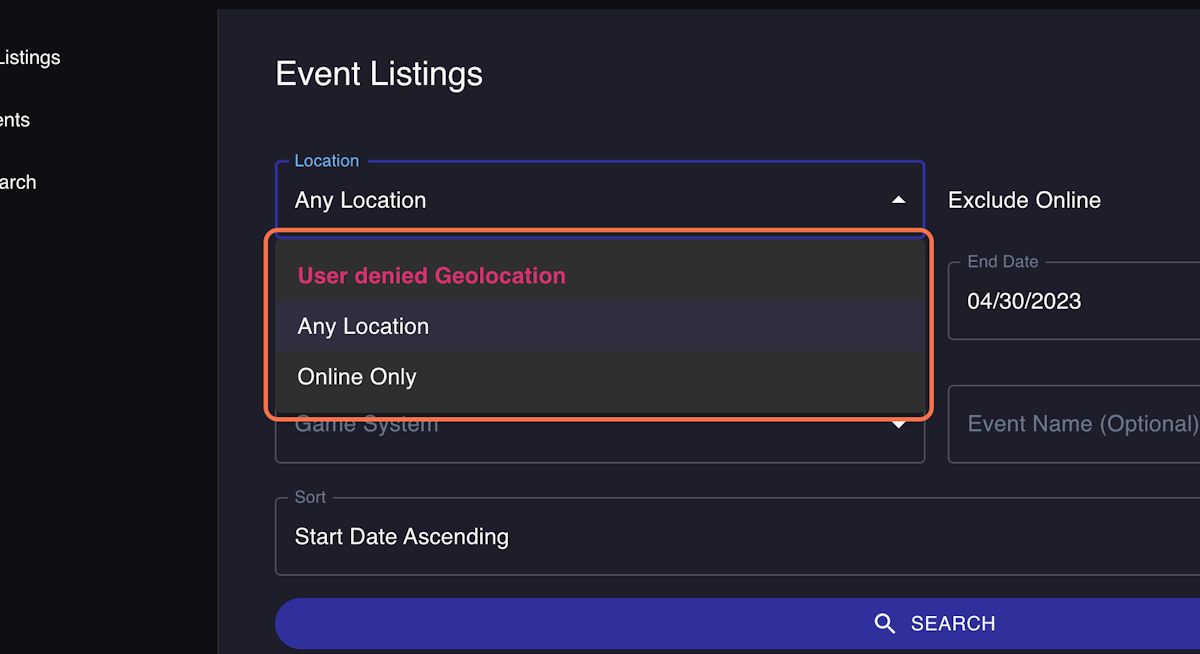 Click on LocationIf location is "denied" you will see the drop down in the screen below