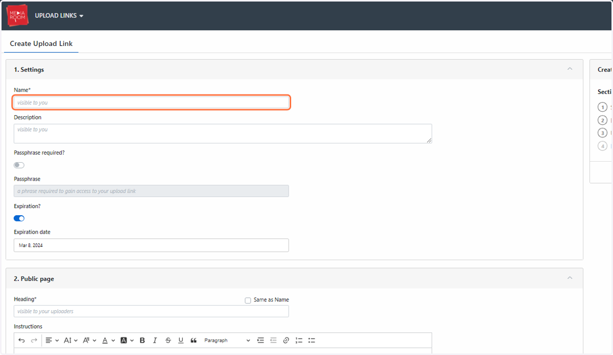 Once you've filled out the form with all your relevant details, click Create