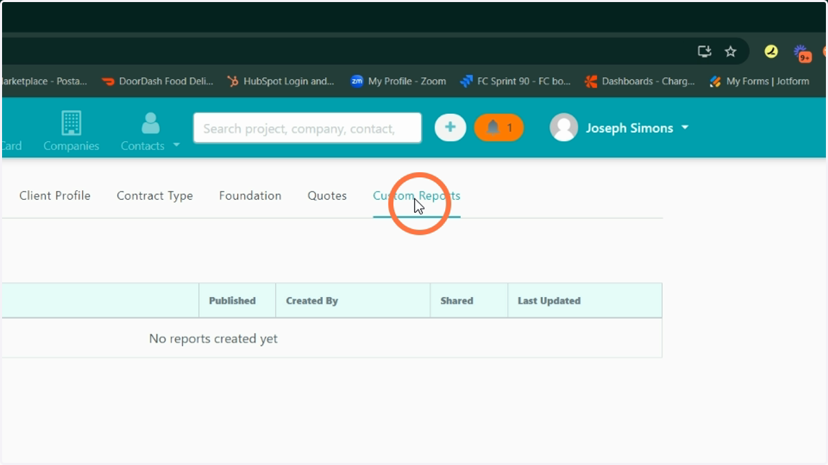 2. Click Custom Reports