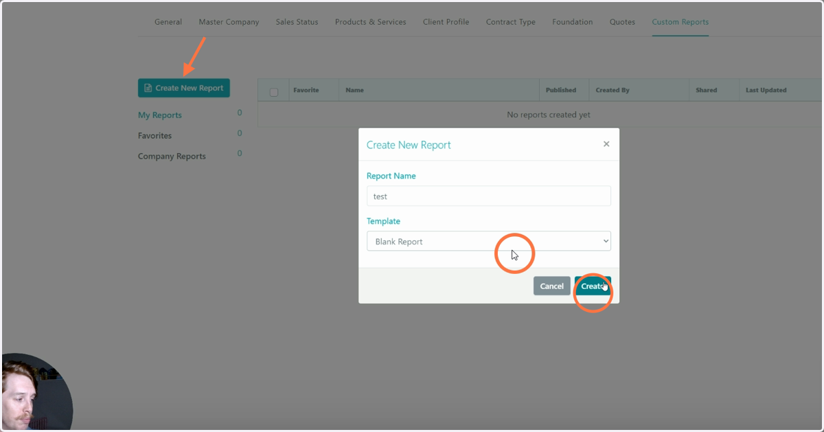 3. Create New Report